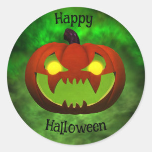 Pegatina Redonda Calabaza de Halloween de mal gusto