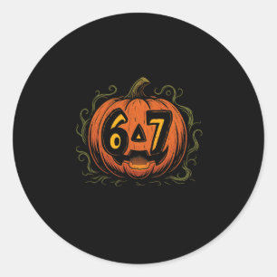 Pegatina Redonda Calabaza de Halloween del meme 67 - Seis Siete Gen