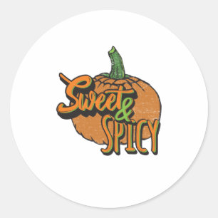 Pegatina Redonda Calabaza de Halloween dulce y picante