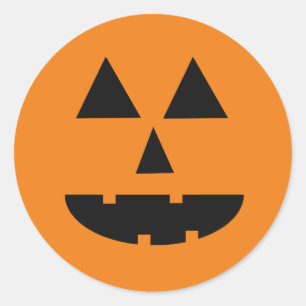 Pegatina Redonda Calabaza de Halloween. Funny naranja negro Jack la