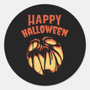 Pegatina Redonda Calabaza de Halloween Jack o'Lantern
