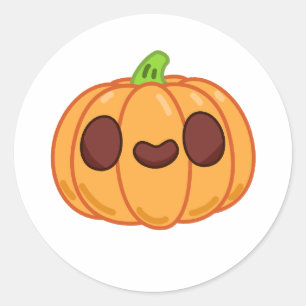 Pegatina Redonda Calabaza de Halloween Kawaii