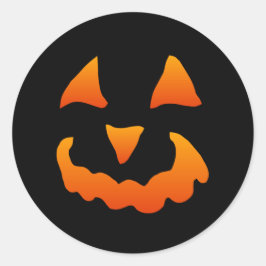 Pegatina Redonda Calabaza de Halloween naranja y negra