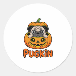 Pegatina Redonda Calabaza de Halloween, Perro de la Pumpkin
