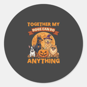 Pegatina Redonda Calabaza de Halloween Perros Juntos Pueden Hacer C