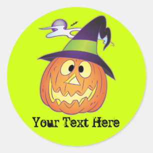 Pegatina Redonda Calabaza de Halloween personalizable