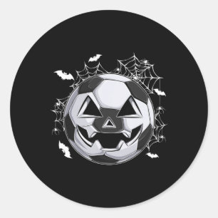 Pegatina Redonda Calabaza de Jack O Lantern con cara de fútbol disf