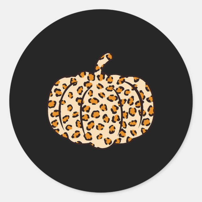 Pegatina Redonda Calabaza de leopardo de la caída de Halloween (Anverso)