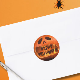 Pegatina Redonda Calabaza de linterna de Jack espeluznante Hallowee