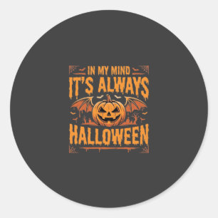 Pegatina Redonda Calabaza de murciélago de Halloween siempre Diseño