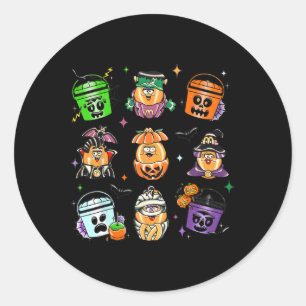 Pegatina Redonda Calabaza de nuggets de pollo Halloween cosecha de