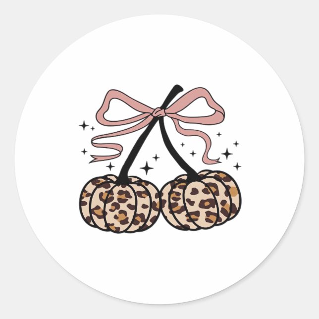 Pegatina Redonda Calabaza de otoño, cerezas de calabaza, calabaza d (Anverso)