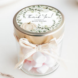 Pegatina Redonda Calabaza de otoño Eucalyptus Ducha de novia