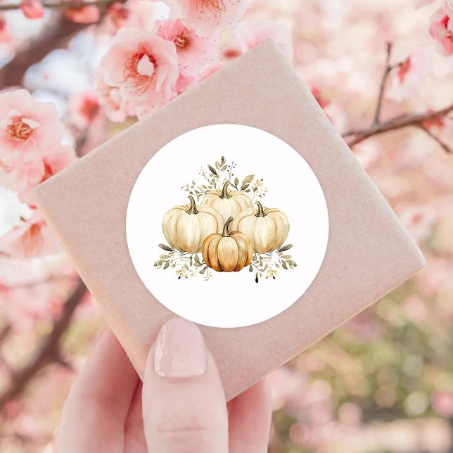 Pegatina Redonda Calabaza de otoño feliz día de gracias (Subido por el creador)