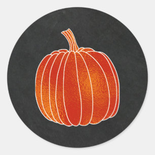 Pegatina Redonda Calabaza de otoño naranja brillante Favor de fiest