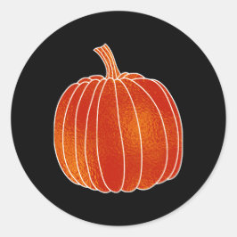 Pegatina Redonda Calabaza de Otoño Naranja Brillante Negra CUALQUIE