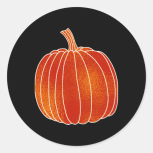 Pegatina Redonda Calabaza de Otoño Naranja Brillante Negra CUALQUIE