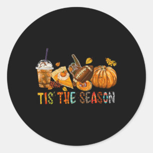 Pegatina Redonda Calabaza De Temporada Y Fa De Halloween De Fútbol