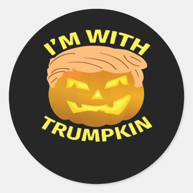 Pegatina Redonda Calabaza de Trumpkin Halloween (Anverso)