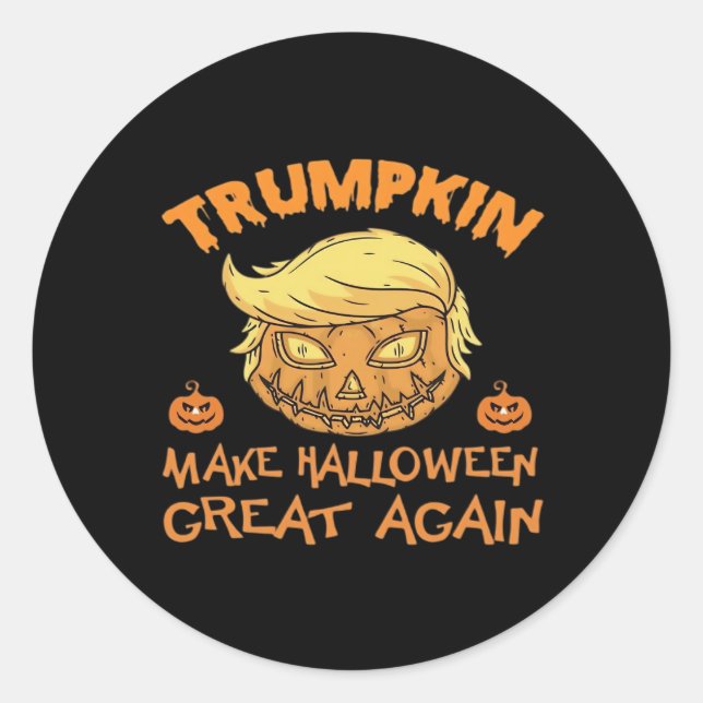 Pegatina Redonda Calabaza de Trumpkin Halloween (Anverso)