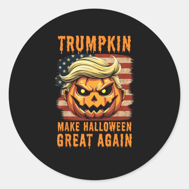 Pegatina Redonda Calabaza de Trumpkin Halloween hace que Halloween  (Anverso)