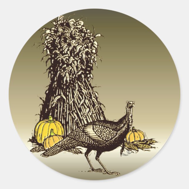 Pegatina Redonda Calabaza de Turquía (Anverso)