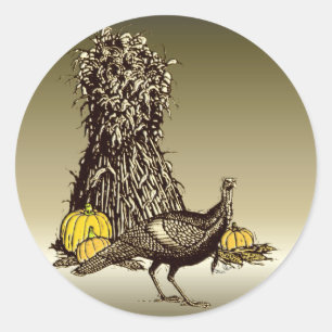 Pegatina Redonda Calabaza de Turquía