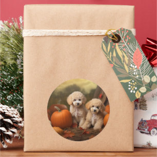 Pegatina Redonda Calabaza deslumbrante de aguacate de cerdo de otoñ