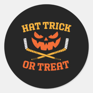 Pegatina Redonda Calabaza divertida de hockey sobre hielo Halloween