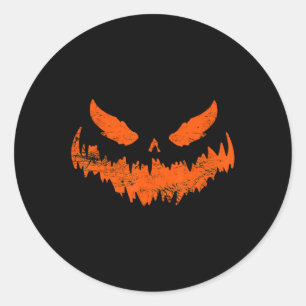 Pegatina Redonda Calabaza divertida Jack O Lantern Scary Pumpkin Fa
