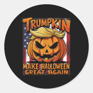 Pegatina Redonda Calabaza Divertida Trump Trumpkin Hace que Hallowe