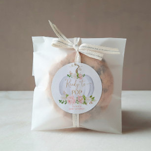 Pegatina Redonda Calabaza dorada acuarela a punto de abrir  Clásico