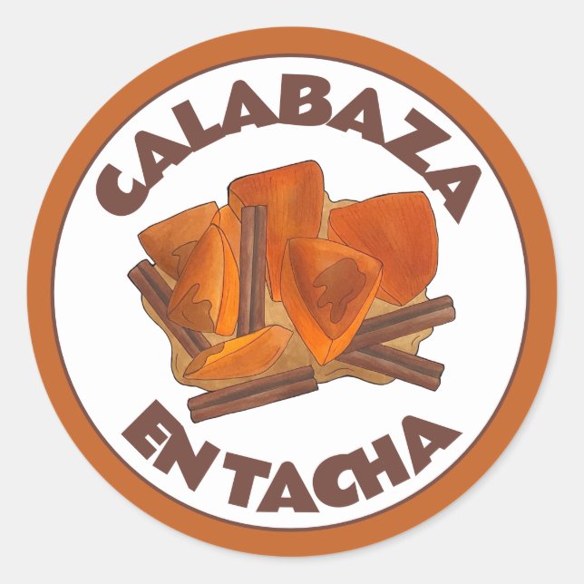 Pegatina Redonda Calabaza en Tacha, postre de calabaza mexicana con (Anverso)