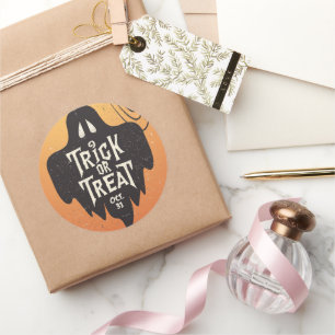 Pegatina Redonda Calabaza espeluznante y espeluznante de Halloween 