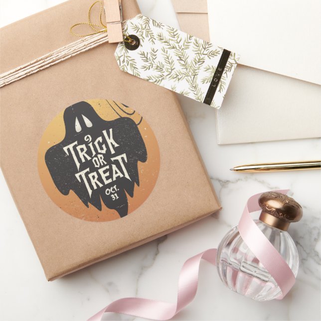 Pegatina Redonda Calabaza espeluznante y espeluznante de Halloween  (Regalar)