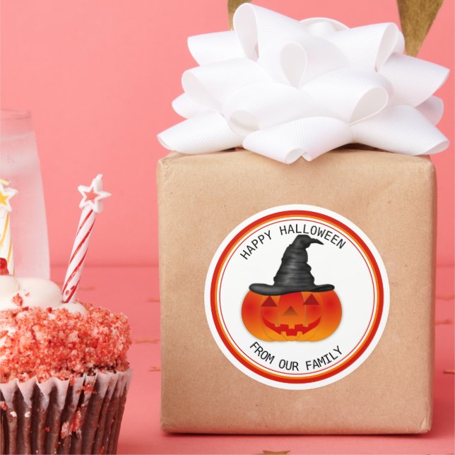 Pegatina Redonda Calabaza espeluznante y espeluznante de Halloween  (Fiesta)