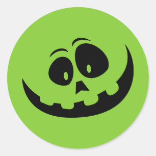 Pegatina Redonda Calabaza Face Green Halloween