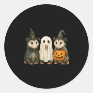Pegatina Redonda Calabaza Fantasma Bruja Ssum Halloween Zarigüeya