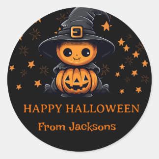 Pegatina Redonda Calabaza fantasma dulce Halloween personalizado