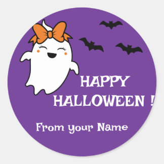 Pegatina Redonda Calabaza fantasma dulce Halloween personalizado