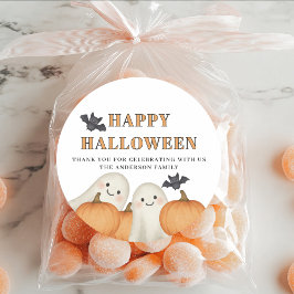 Pegatina Redonda Calabaza Fantasma Fiesta de Halloween Personalizad