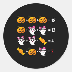Pegatina Redonda Calabaza Fantasma Matemáticas Matemáticas Hallowee