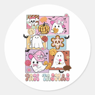 Pegatina Redonda Calabaza fantasma Pan Tasmas Spooky Conchas Hallow