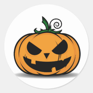 Pegatina Redonda Calabaza fantasmagórica de Halloween