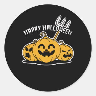 Pegatina Redonda Calabaza feliz de Halloween