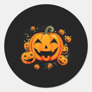 Pegatina Redonda Calabaza Halloween Fall del profesor de música