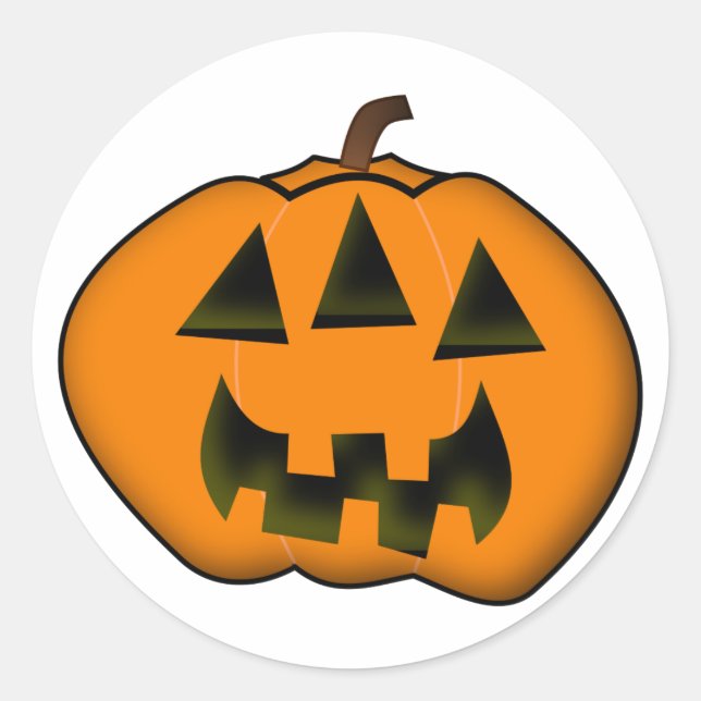 Pegatina Redonda Calabaza Halloween Jack-o'-Lantern con 3 ojos (Anverso)