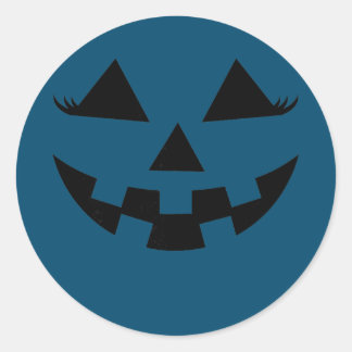 Pegatina Redonda Calabaza Jack O Lantern Cara con los ojos Chicas