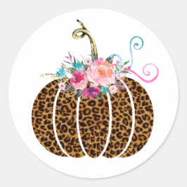 Pegatina Redonda Calabaza leopardo