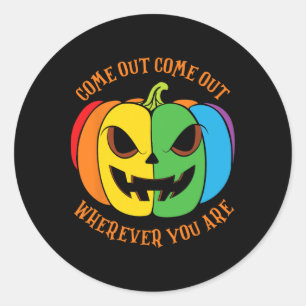 Pegatina Redonda Calabaza Lgbtq Halloween